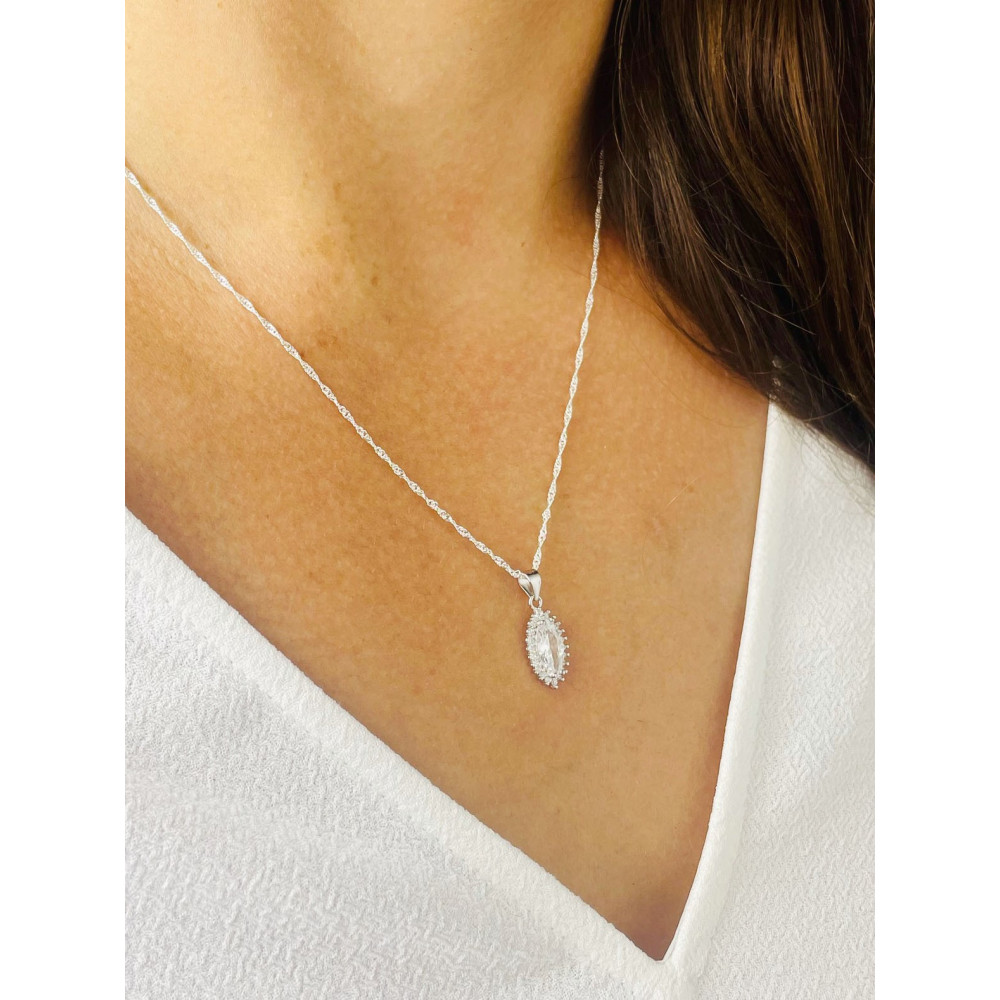 Katzenauge 925 Silber Damen Medaillon Anhänger mit Zirkonia