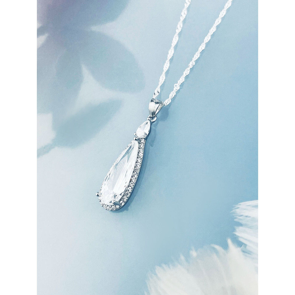 Träne 925 Silber Damen Medaillon Anhänger mit Zirkonia