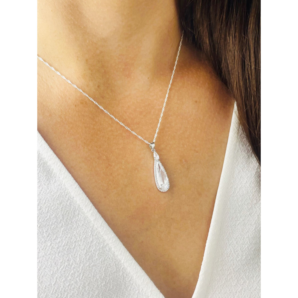 Träne 925 Silber Damen Medaillon Anhänger mit Zirkonia