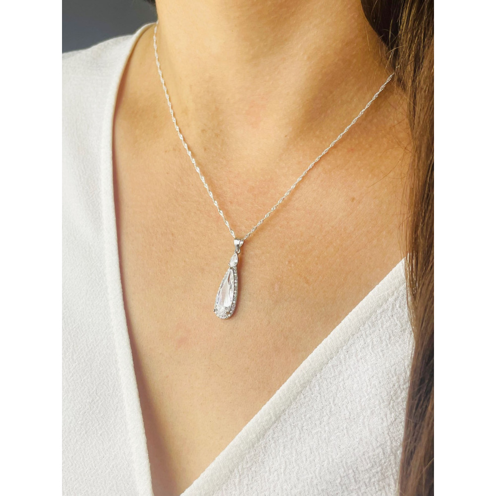 Träne 925 Silber Damen Medaillon Anhänger mit Zirkonia