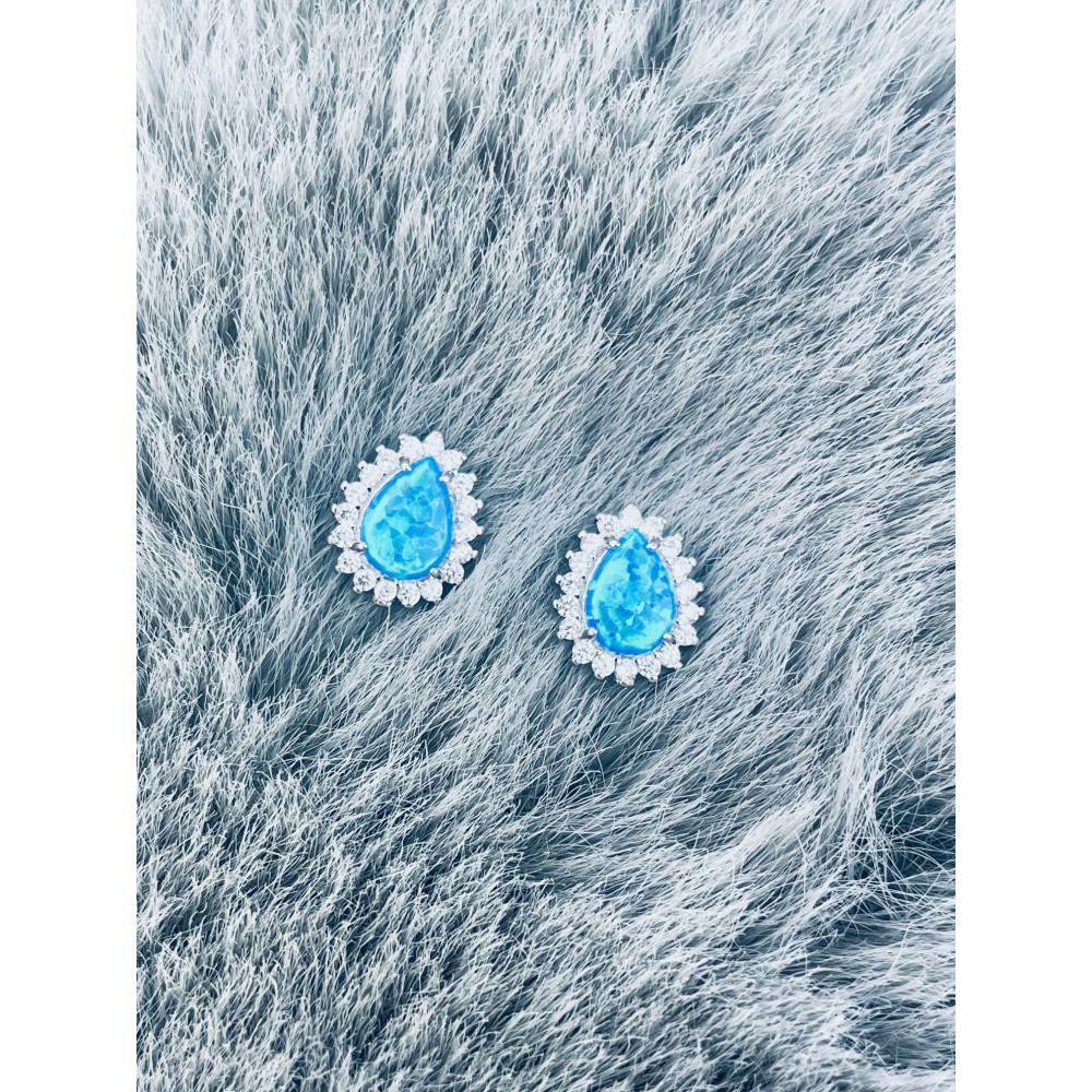 Träne 925 Silber Ohrringe mit Opal und Zirkonia