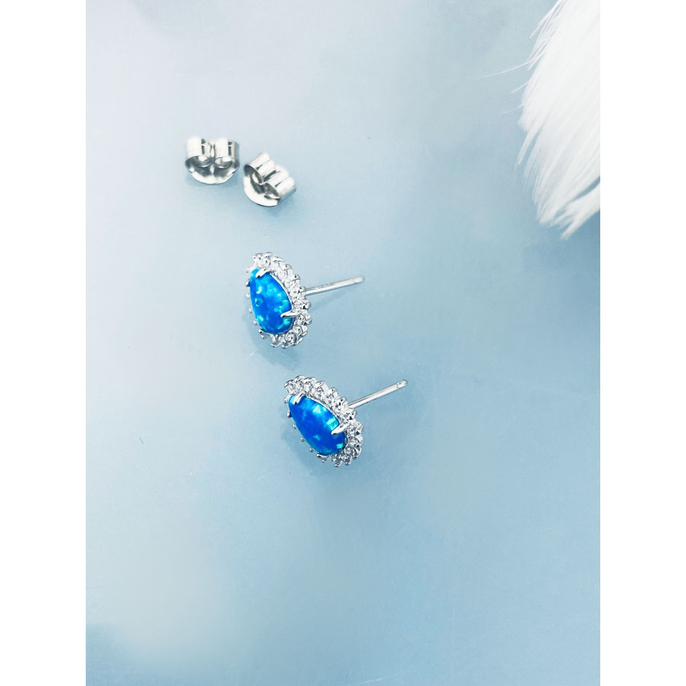 Träne 925 Silber Ohrringe mit Opal und Zirkonia