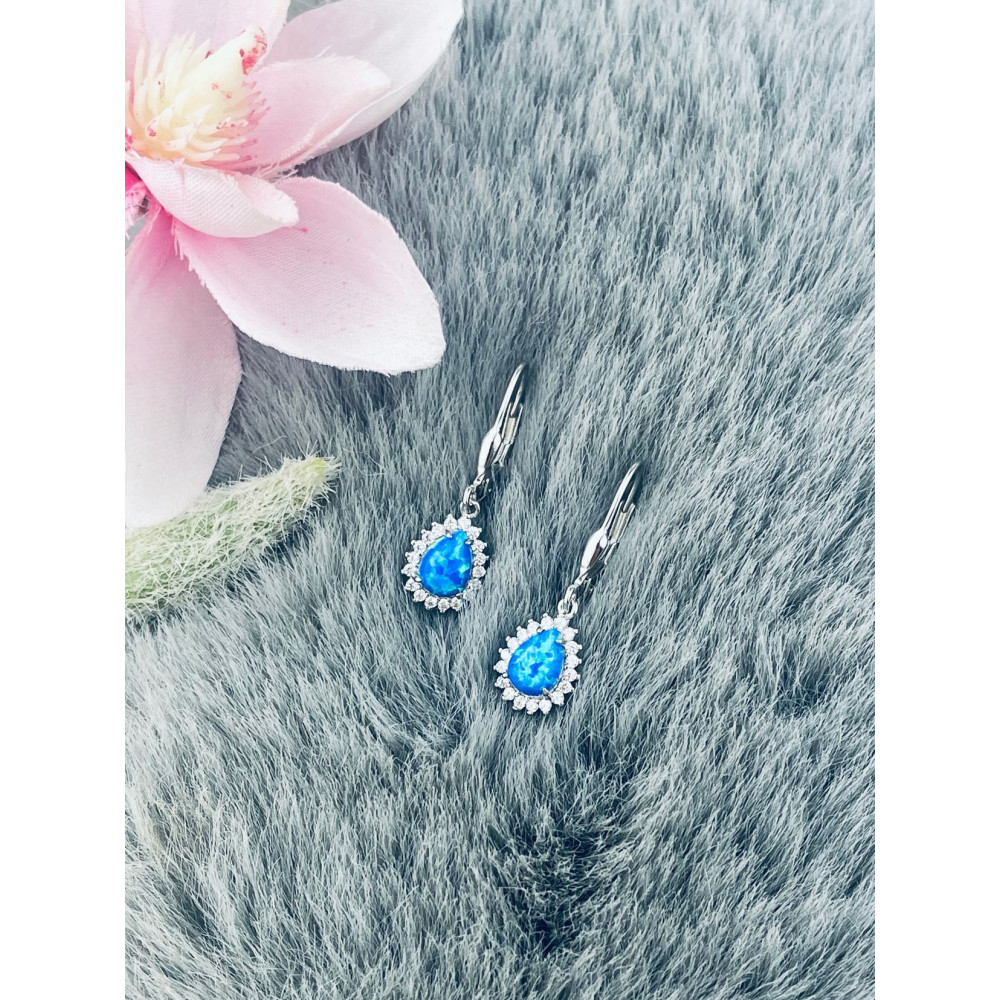 Träne 925 Silber Ohrringe mit Opal und Zirkonia