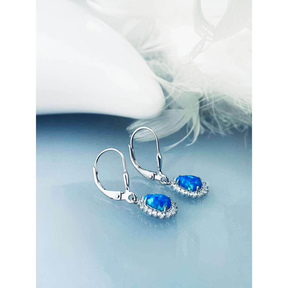 Träne 925 Silber Ohrringe mit Opal und Zirkonia