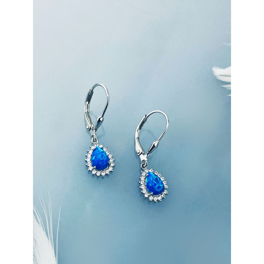 Träne 925 Silber Ohrringe mit Opal und Zirkonia