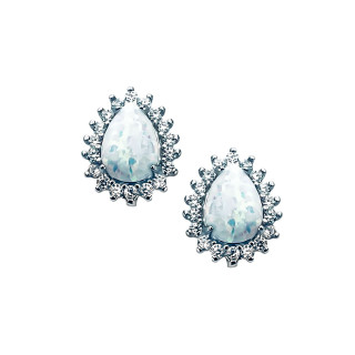 Träne 925 Silber Ohrringe mit Opal und Zirkonia