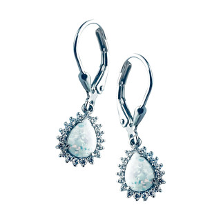 Träne 925 Silber Ohrringe mit Opal und Zirkonia