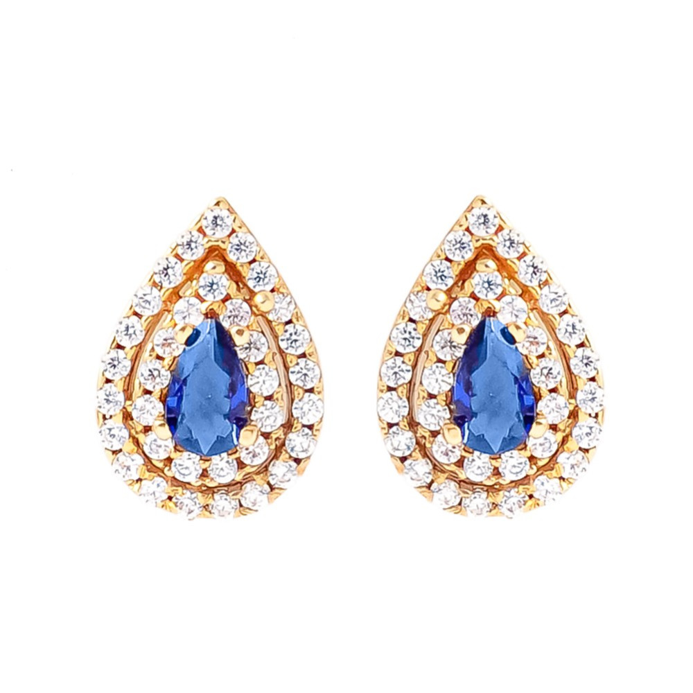 Złote kolczyki łezki z cyrkoniami kolorowe