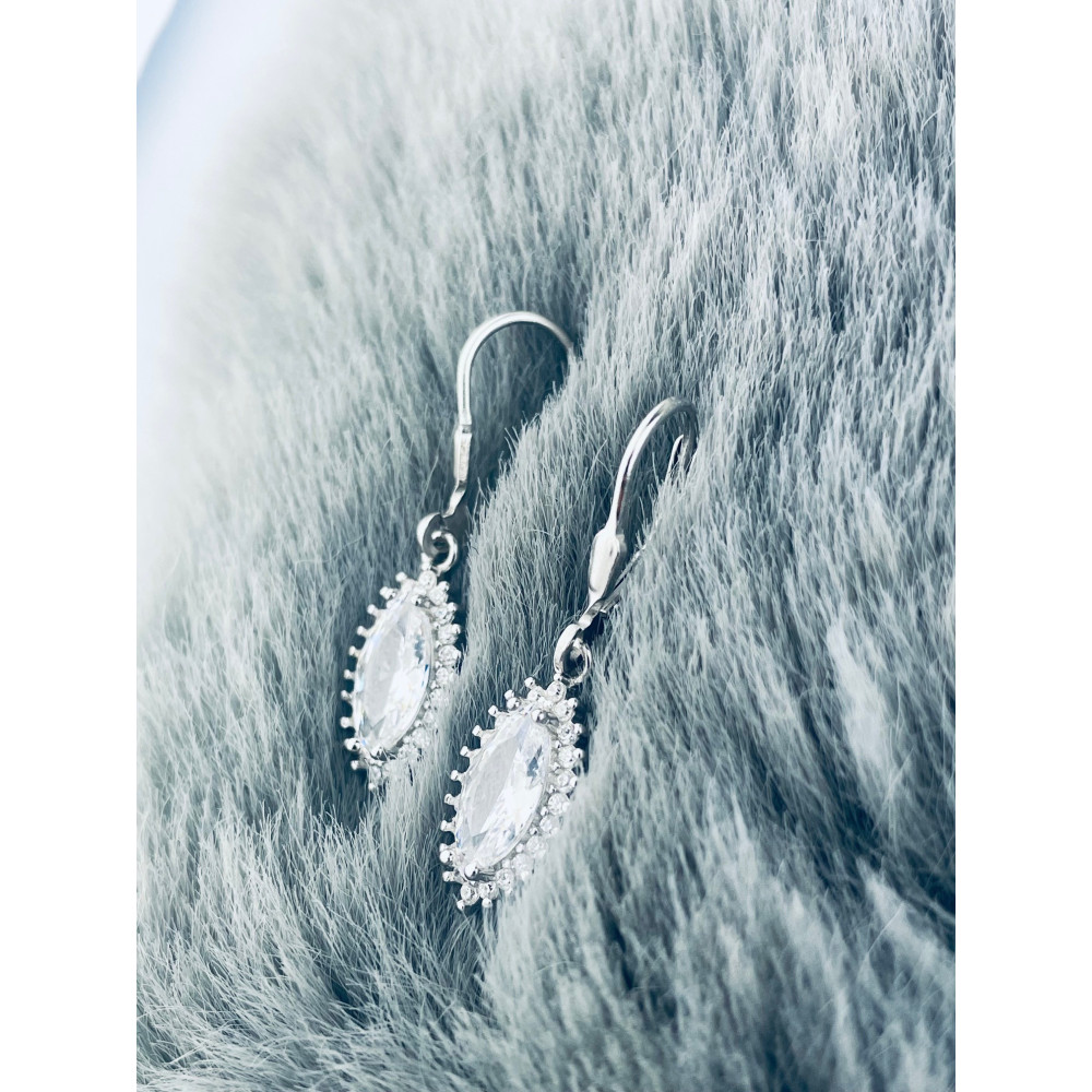 Katzenauge 925 Silber Ohrringe mit Zirkonia