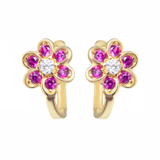 Gold Ohrringe Blumen Mit Zirkonia Ohrhänger Ohrstecker Ohrschmuck Paar Gelbgold