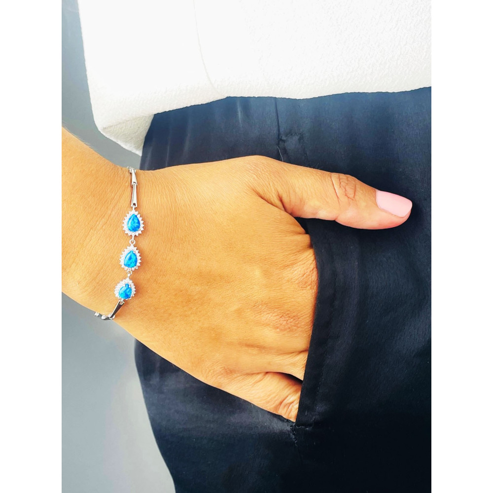 Armband 925 Silber mit Opal und Zirkonia