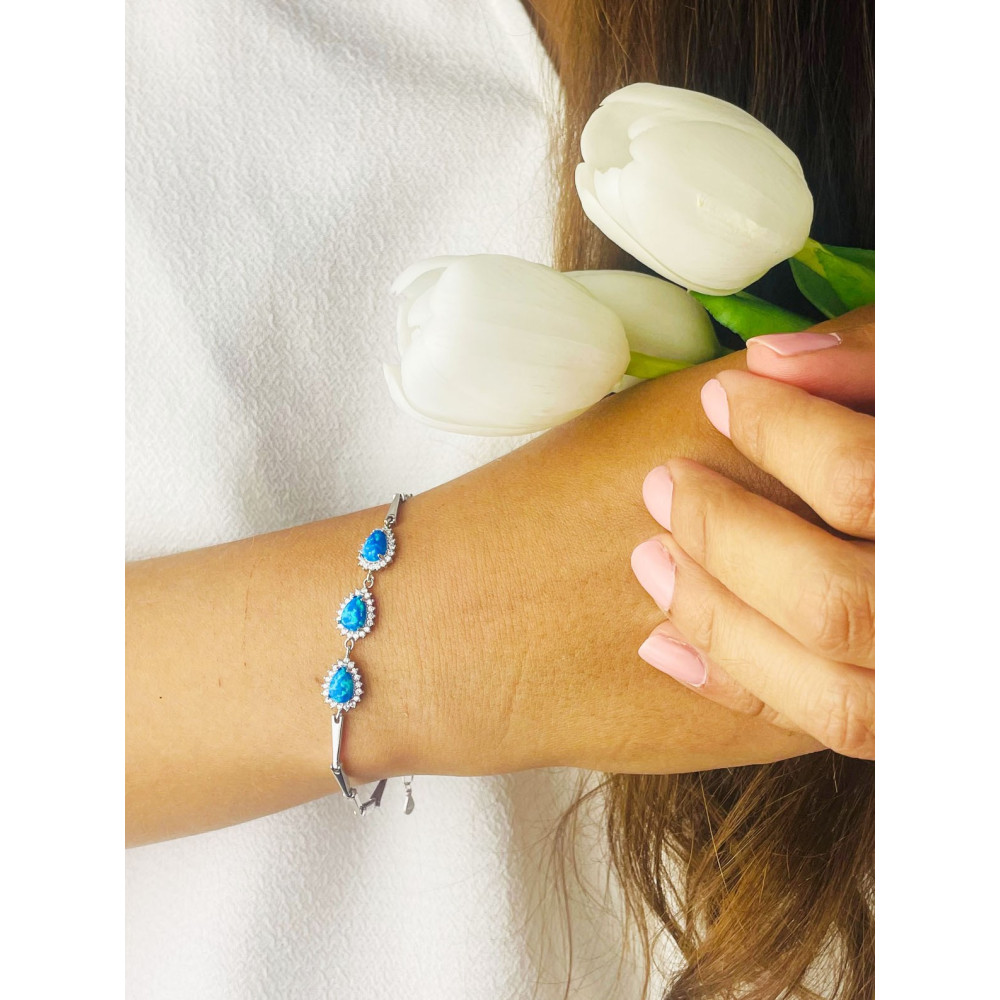 Armband 925 Silber mit Opal und Zirkonia