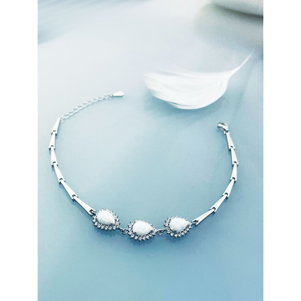Armband 925 Silber mit Opal und Zirkonia