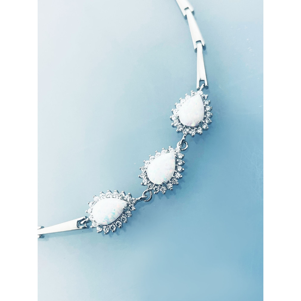 Armband 925 Silber mit Opal und Zirkonia