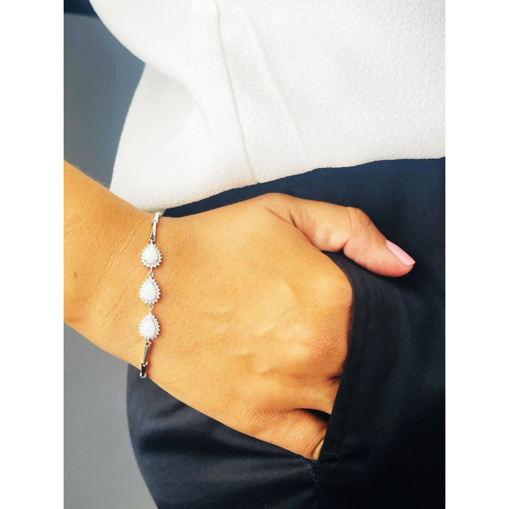 Armband 925 Silber mit Opal und Zirkonia