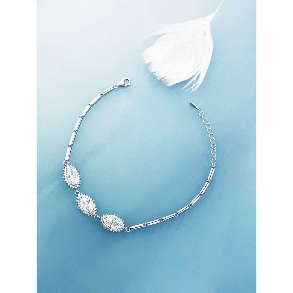 Srebrna bransoletka z cyrkoniami kocie oko karmazycja