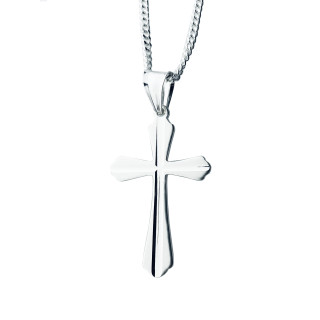 Srebrny komplet naszyjnik łańcuszek pancerka zawieszka krzyżyk frezowany Komunia Chrzest