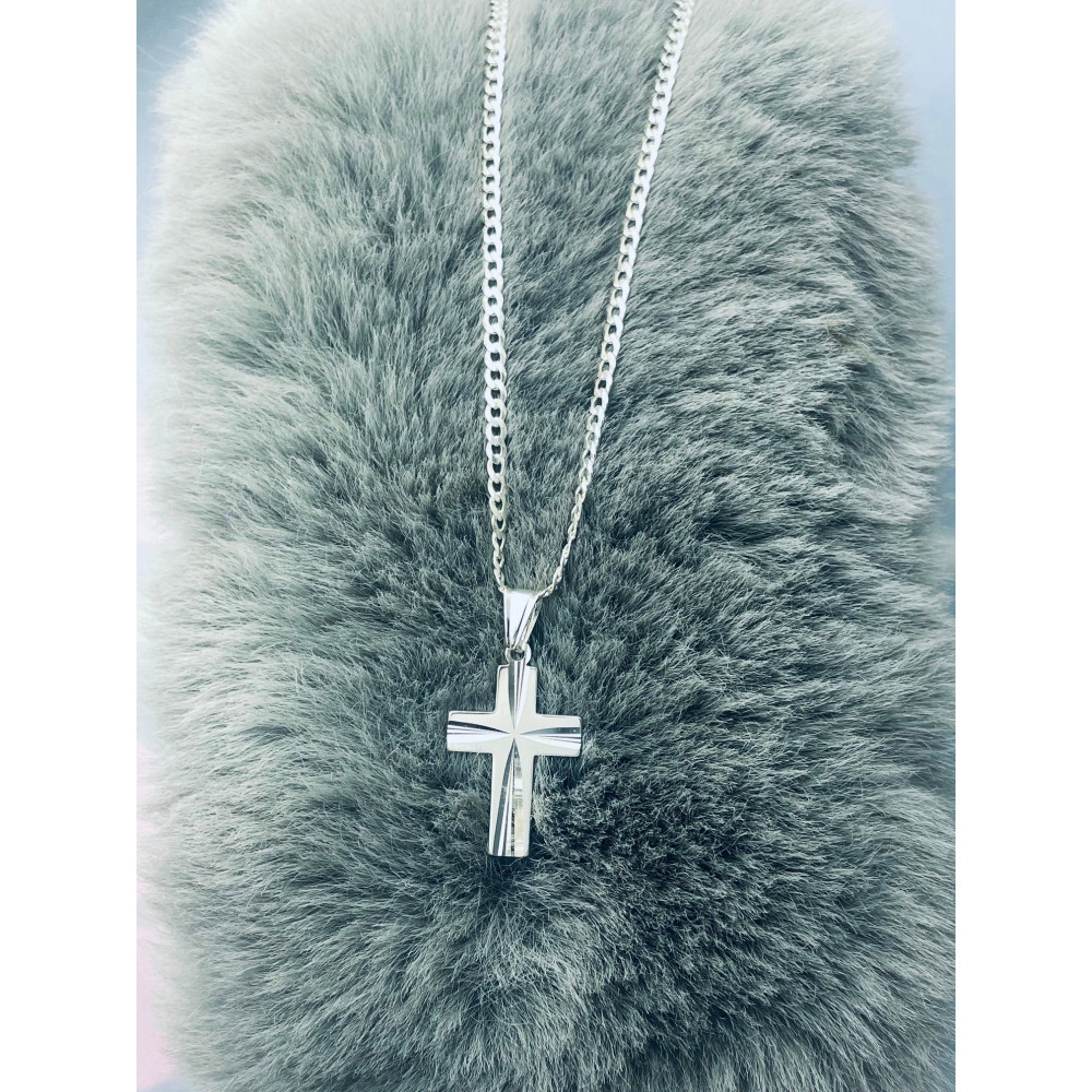925 Silber Halskette mit Kette und Anhänger Kreuz