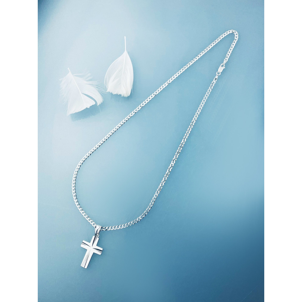 925 Silber Halskette mit Kette und Anhänger Kreuz