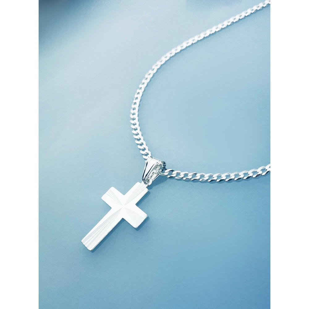 925 Silber Halskette mit Kette und Anhänger Kreuz