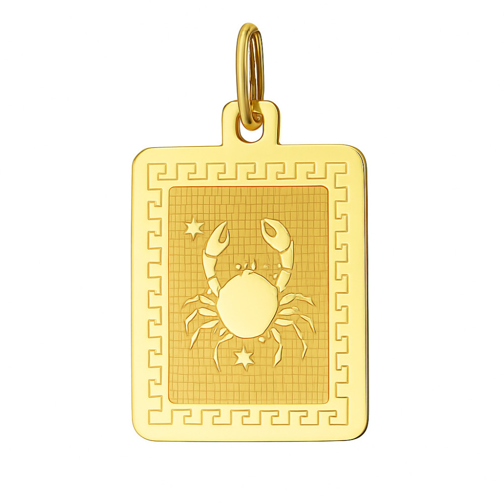 Złoty wisiorek zawieszka z greckim wzorem znak zodiaku rak