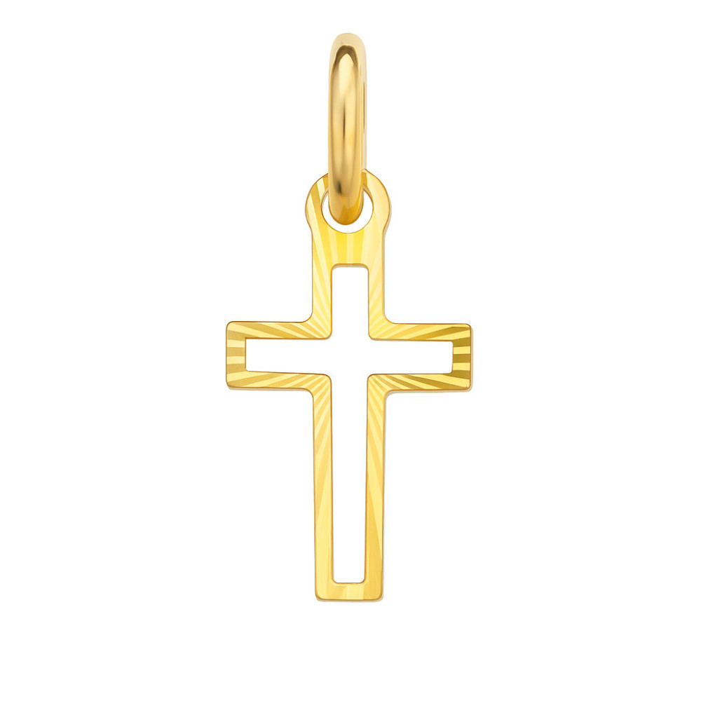 Złoty krzyżyk klasyczny diamentowany