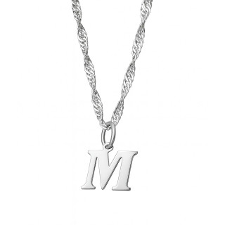 925 Silber Anhänger mit Buchstabe M + Singaporekette | Kettenanhänger aus Silber Alphabet
