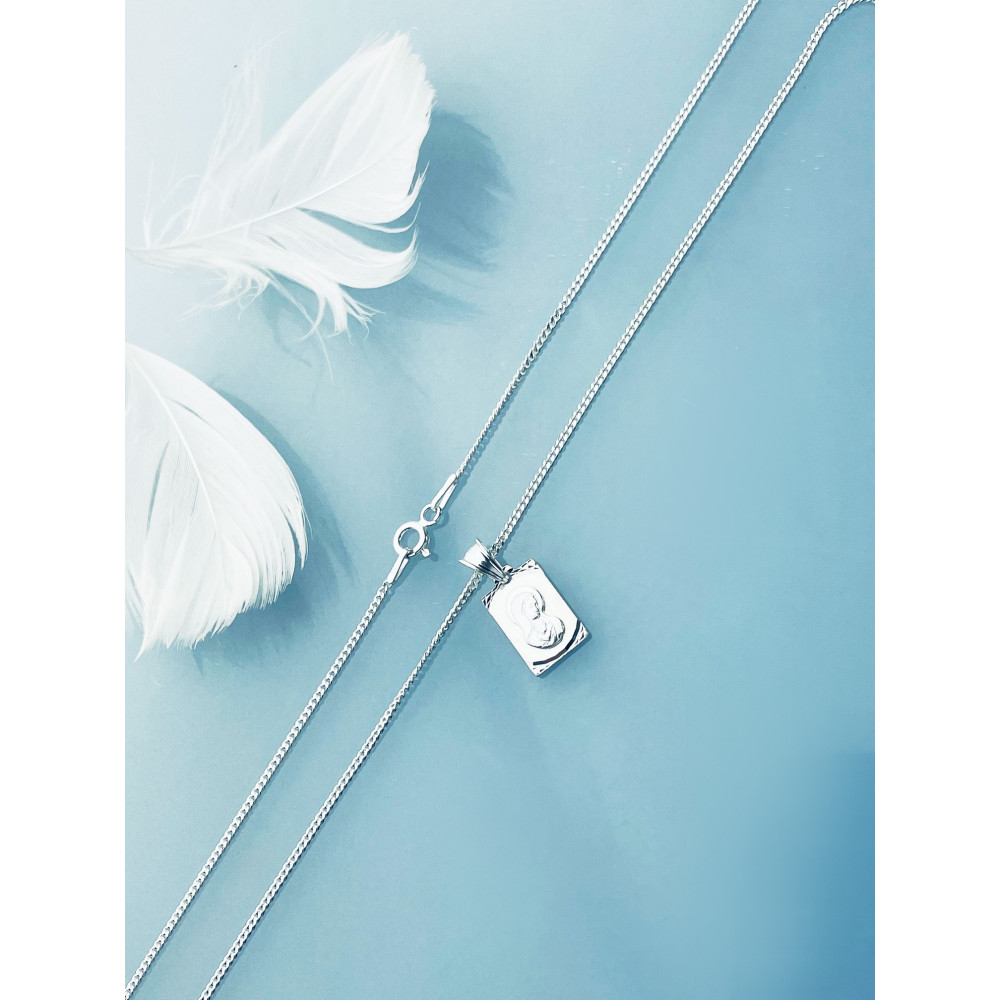 copy of Srebrny komplet naszyjnik łańcuszek rombo zawieszka Archanioł Michał