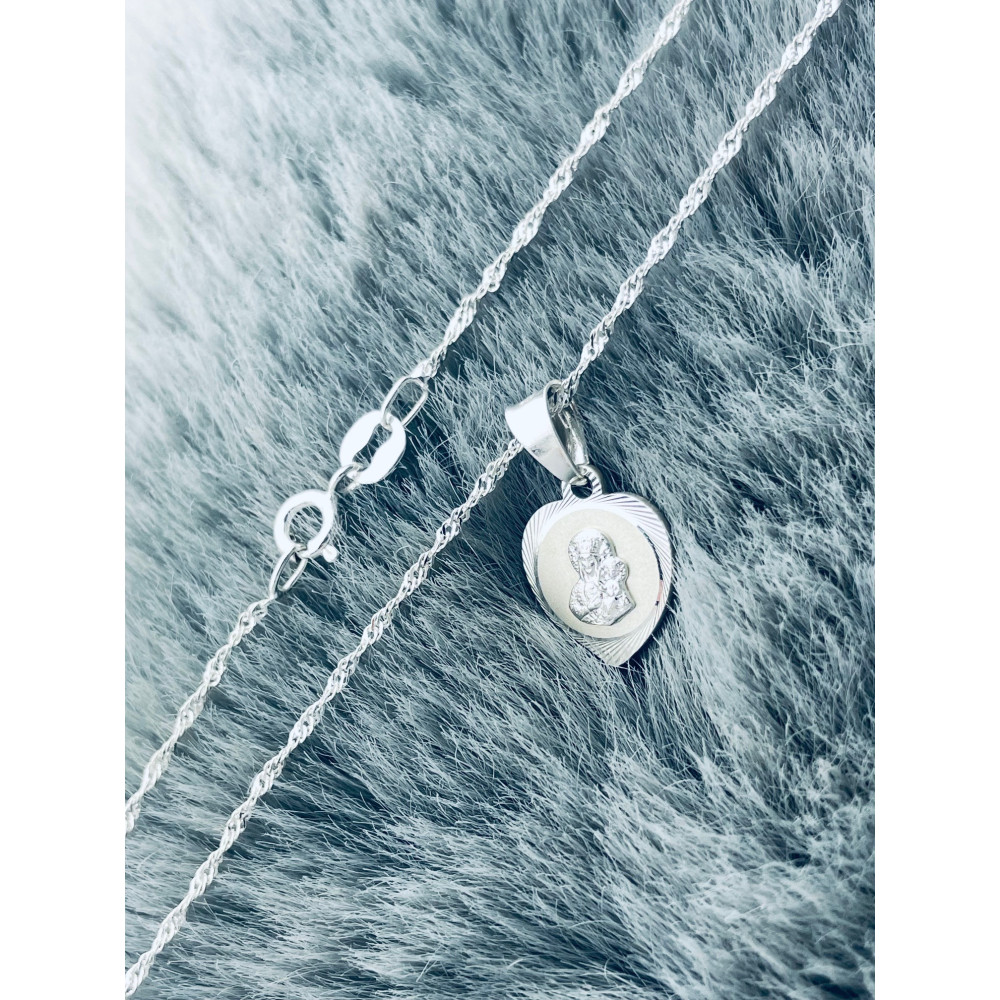 copy of Srebrny komplet naszyjnik łańcuszek rombo zawieszka Archanioł Michał