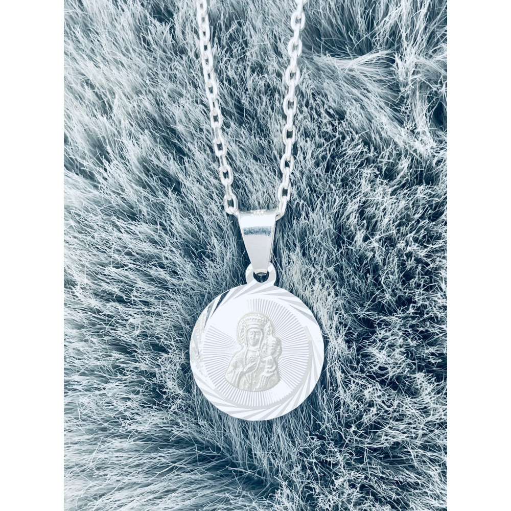 925 Silber Halskette mit Ankerkette und Anhänger Madonna Maria Erstkommunion Taufe