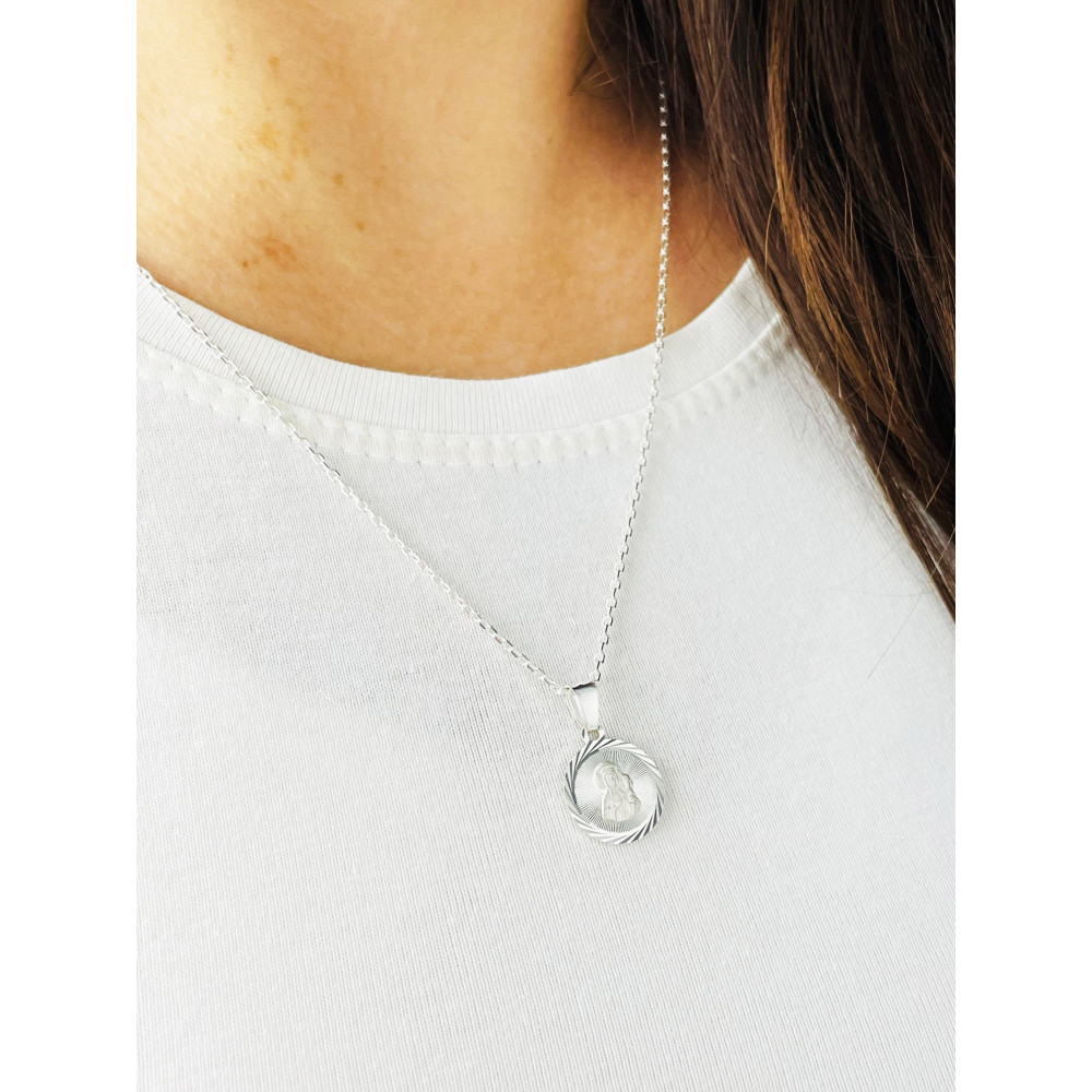 copy of Srebrny komplet naszyjnik łańcuszek rombo zawieszka Archanioł Michał