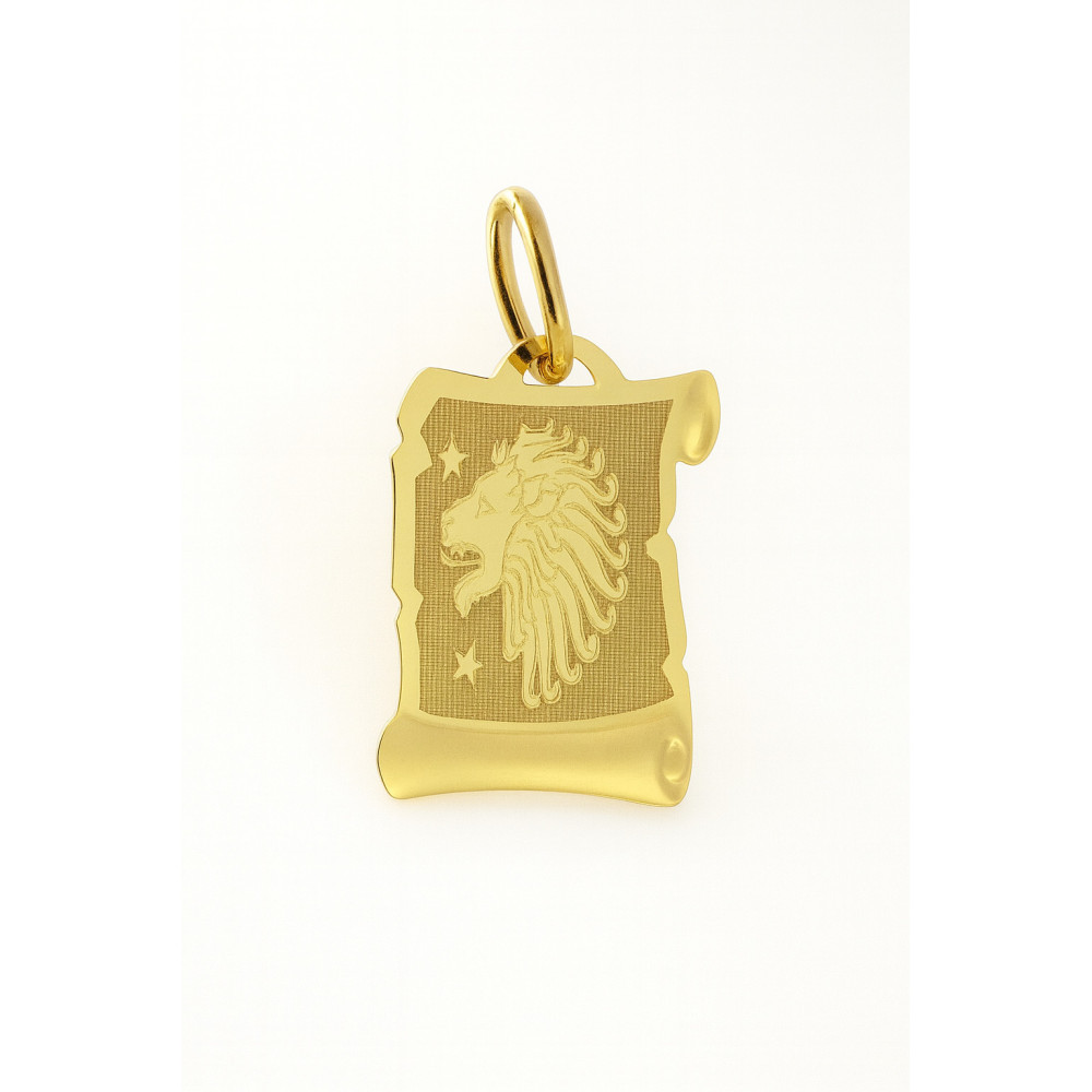 Złoty wisiorek zawieszka znak zodiaku lew
