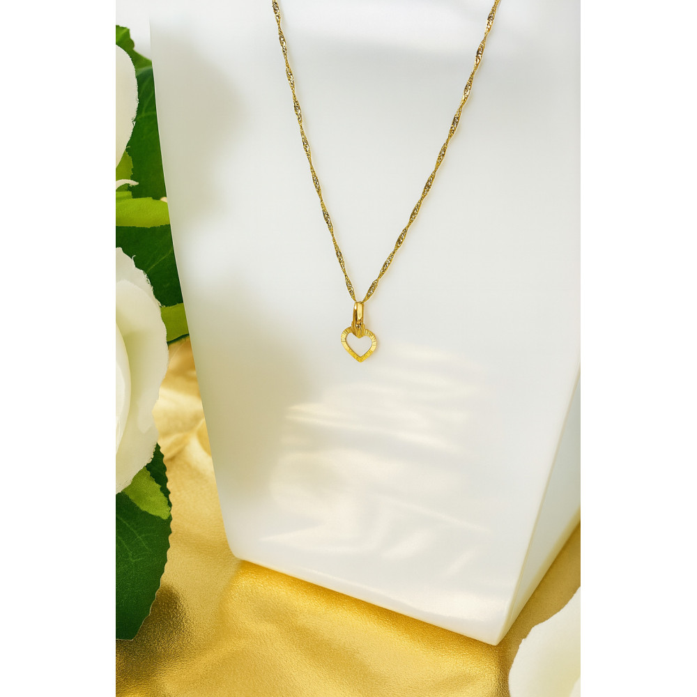 Złoty wisiorek zawieszka ażurowe serce