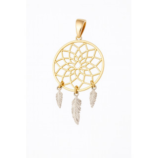 Złoty wisiorek łapacz snów zawieszka ażurowa bikolor