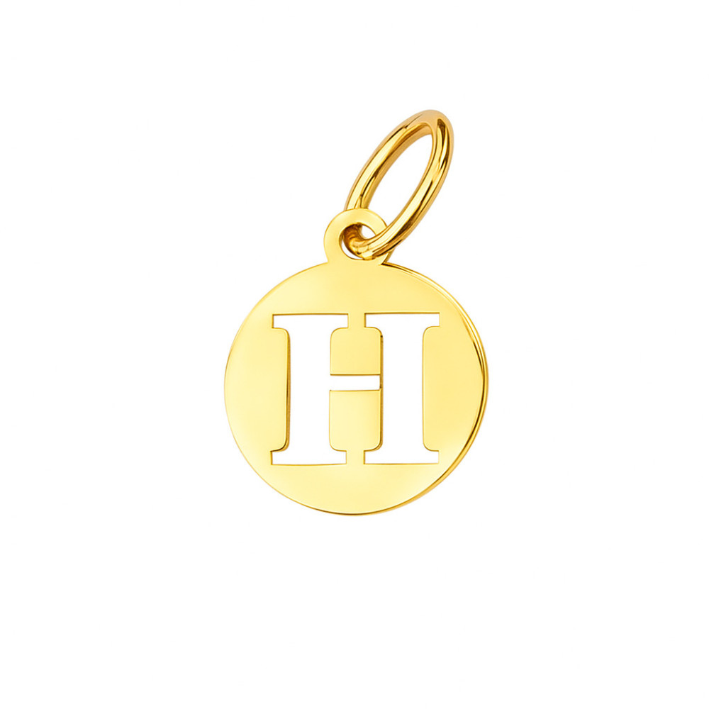 Złoty wisiorek zawieszka literka H kółko