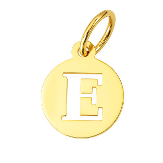 Złoty wisiorek zawieszka literka E kółko