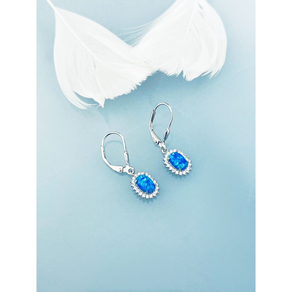 Oval 925 Silber Ohrringe mit Opal und Zirkonia