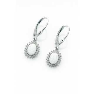 Oval 925 Silber Ohrringe mit Opal und Zirkonia