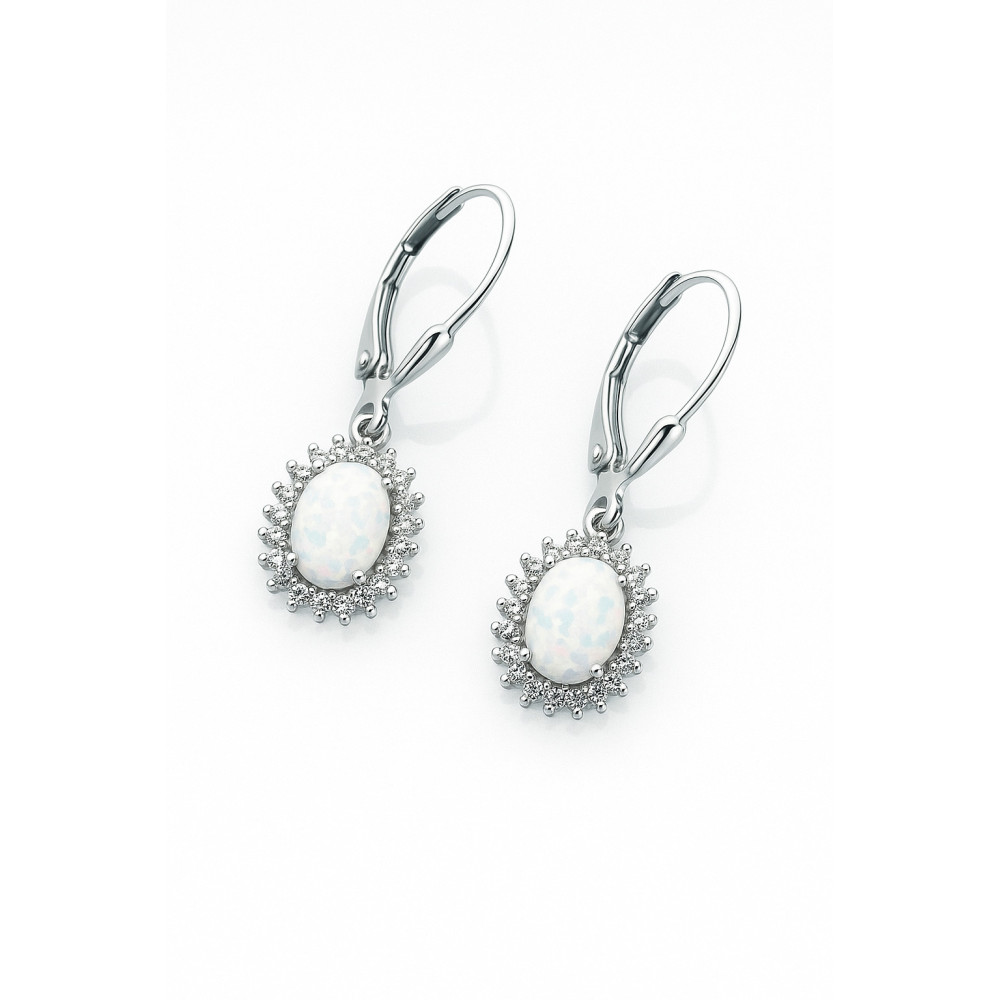 Oval 925 Silber Ohrringe mit Opal und Zirkonia