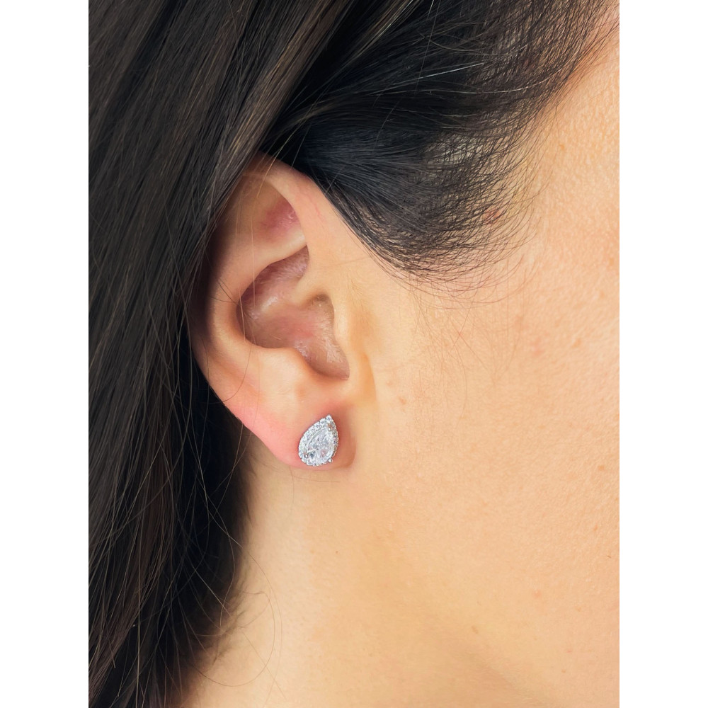 Träne 925 Silber Ohrringe mit Zirkonia