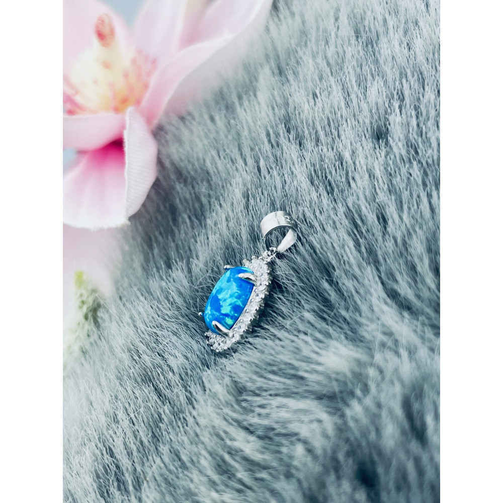 Oval 925 Silber Damen Medaillon Anhänger mit Opal und Zirkonia