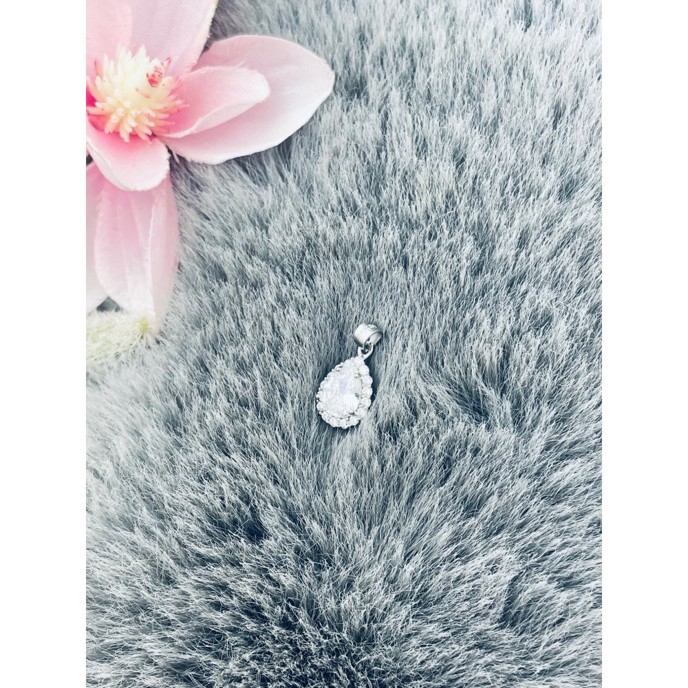 Tropfen 925 Silber Anhänger mit Zirkonia