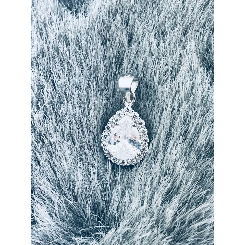 Tropfen 925 Silber Anhänger mit Zirkonia