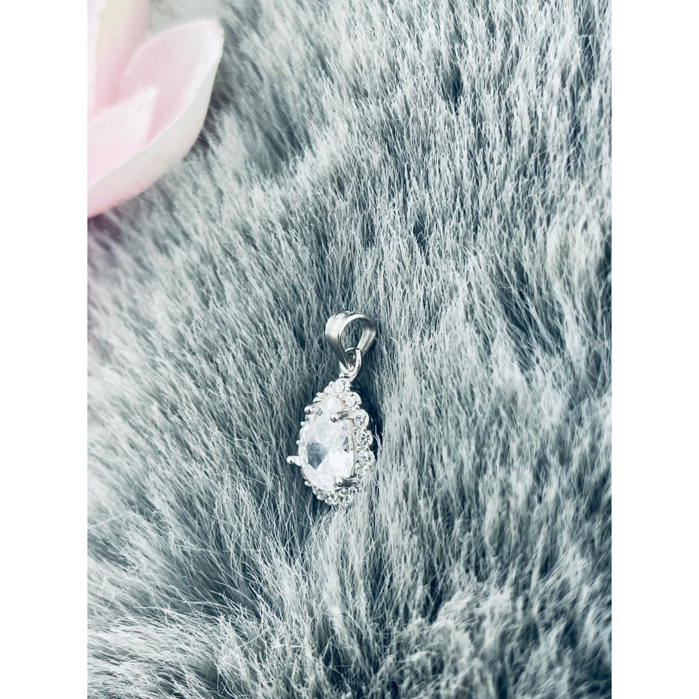Tropfen 925 Silber Anhänger mit Zirkonia