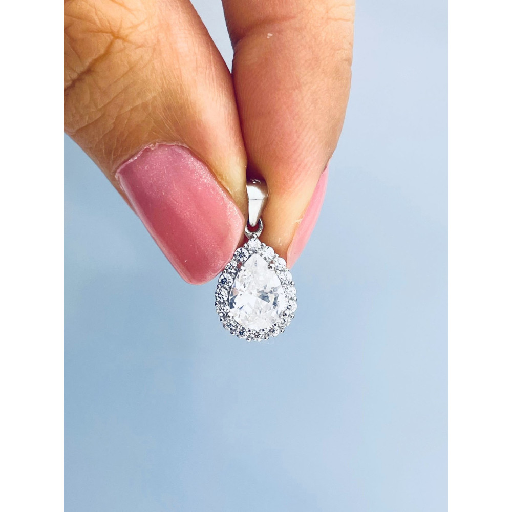 Tropfen 925 Silber Anhänger mit Zirkonia