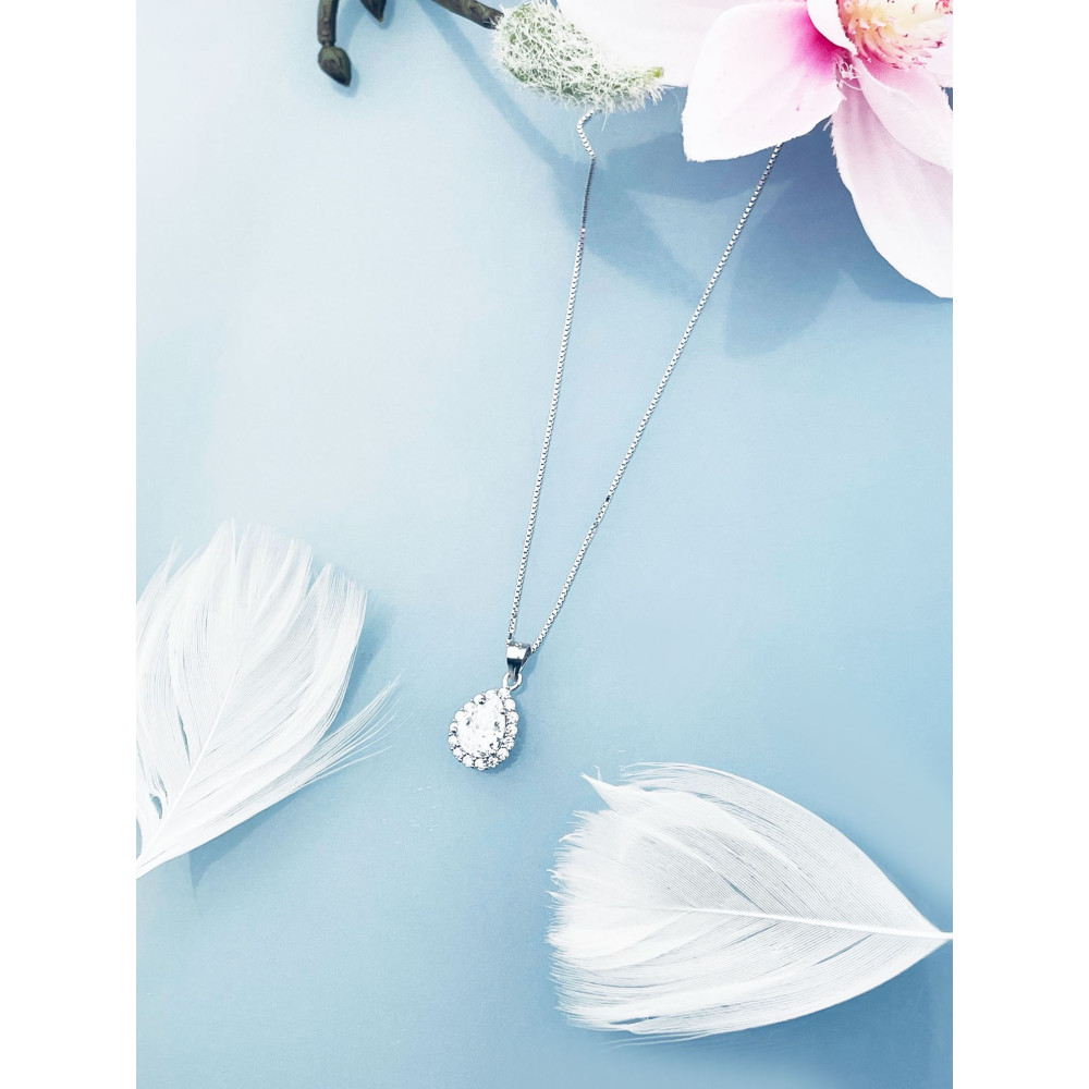 Tropfen 925 Silber Anhänger mit Zirkonia