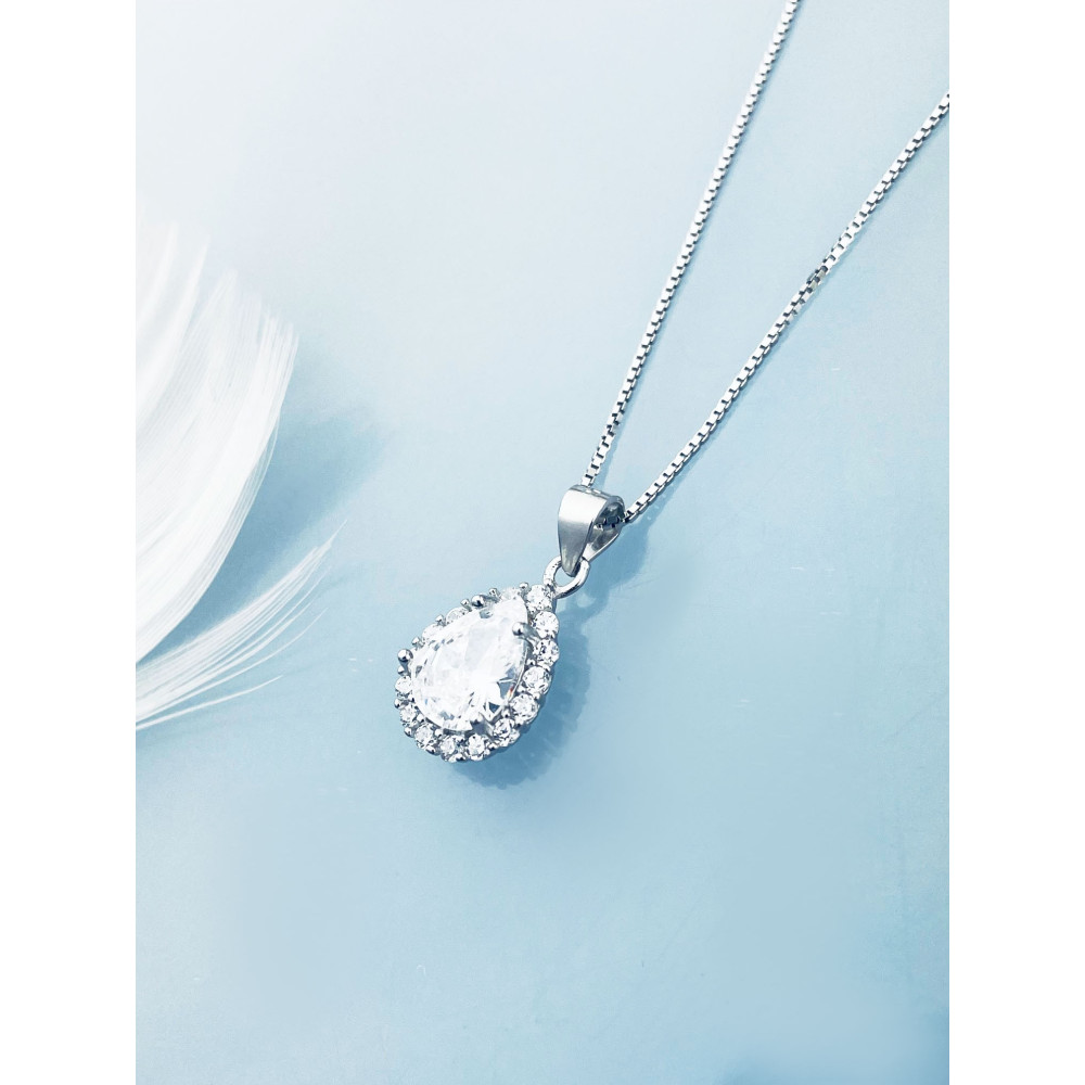 Tropfen 925 Silber Anhänger mit Zirkonia