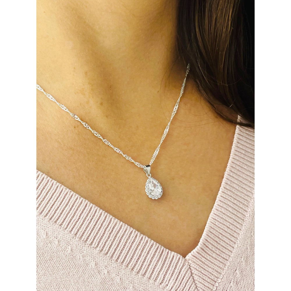 Tropfen 925 Silber Anhänger mit Zirkonia