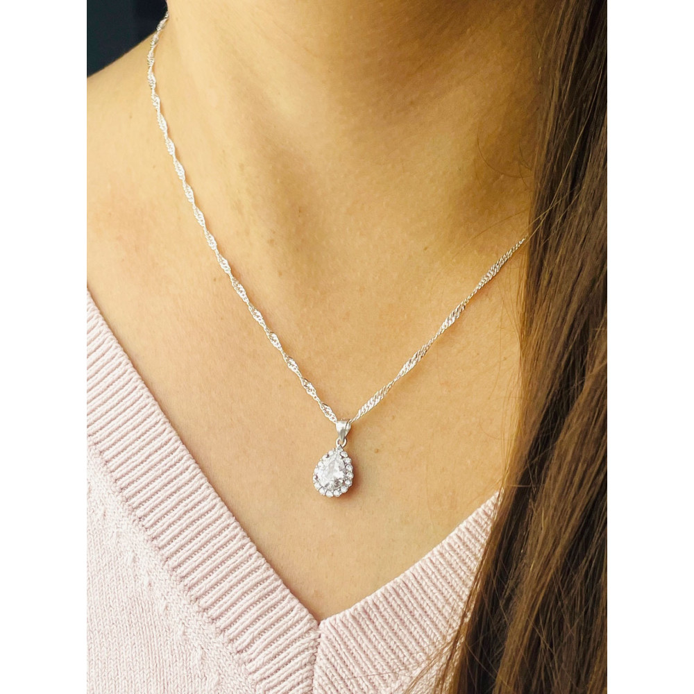 Tropfen 925 Silber Anhänger mit Zirkonia