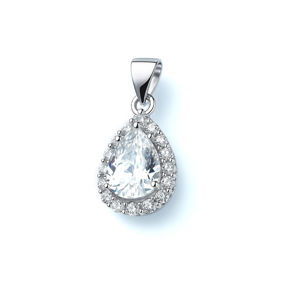 Tropfen 925 Silber Anhänger mit Zirkonia